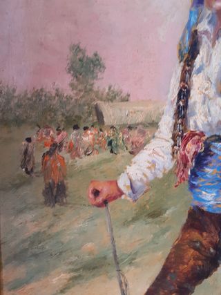 Coppia di quadri costumbristi ad olio su tavola