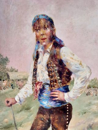 Coppia di quadri costumbristi ad olio su tavola