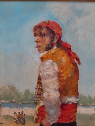 Coppia di quadri costumbristi ad olio su tavola