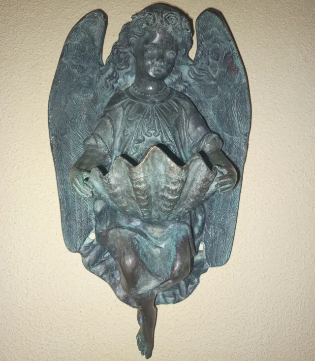 Escultura Ángel Bronce Pátina siglo XIX