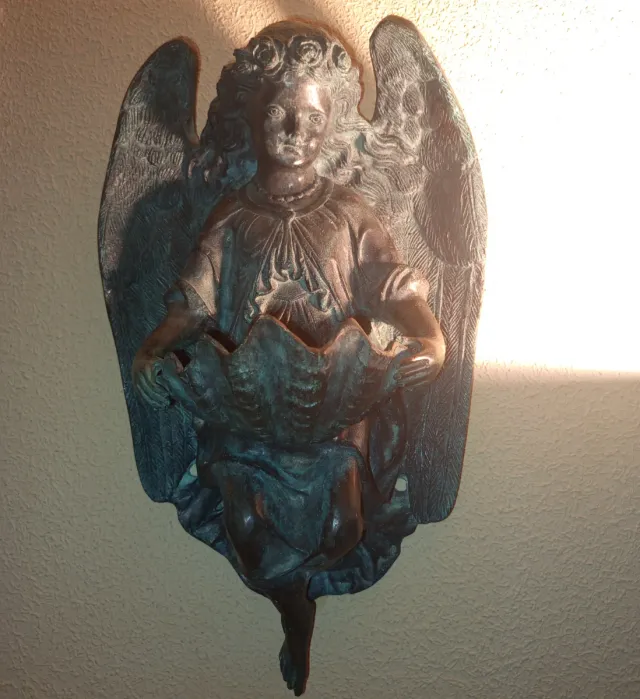 Escultura Ángel Bronce Pátina siglo XIX