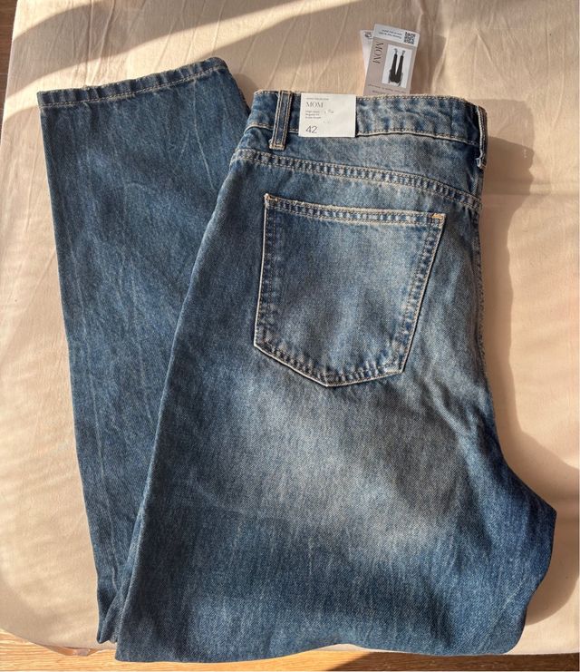 Jeans Mom Mango Talla 42 Azul Vintage