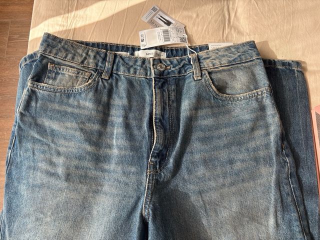Jeans Mom Mango Talla 42 Azul Vintage