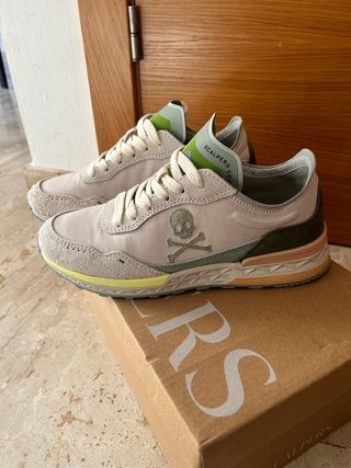 Zapatillas Scalpers Mujer Beige y Verde