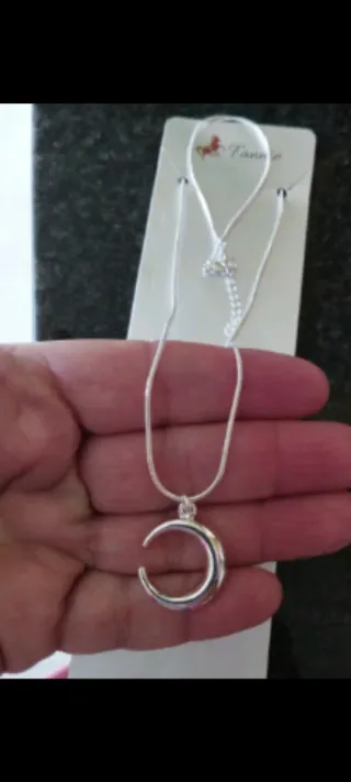 Collar Luna Baño Plata