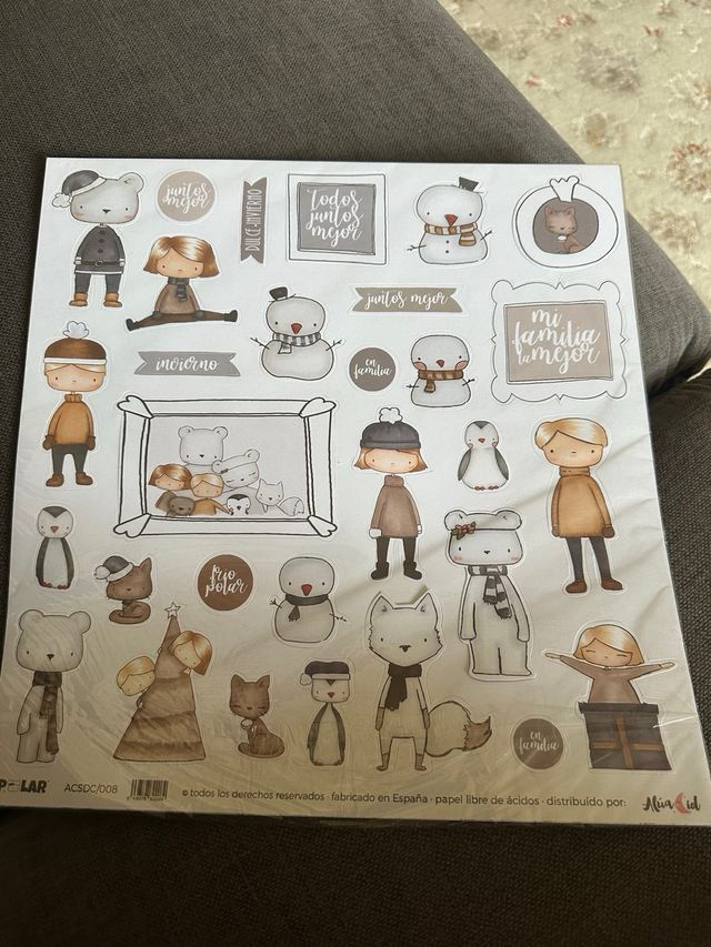 Kit Scrapbooking Polar Alúa id 12 papeles