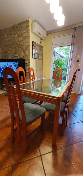 Mesa extensible Vintage Madera de Haya color cerez