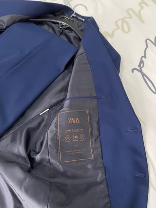 Traje Zara Slim Fit Azul. Americana 48  Pant 38