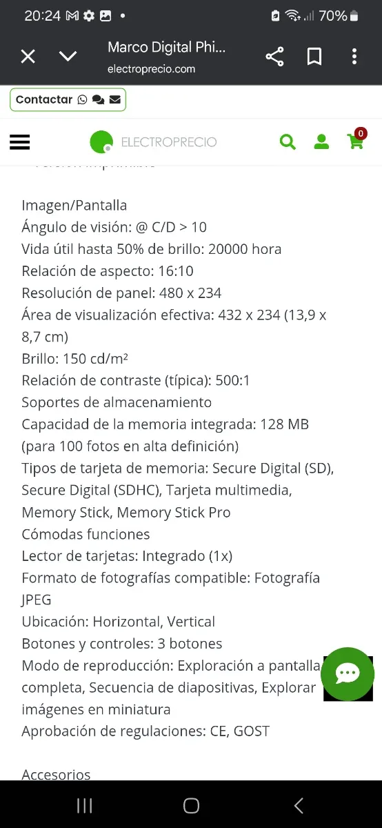Marco fotos digital Philips 17.8cm (7") SPF1207