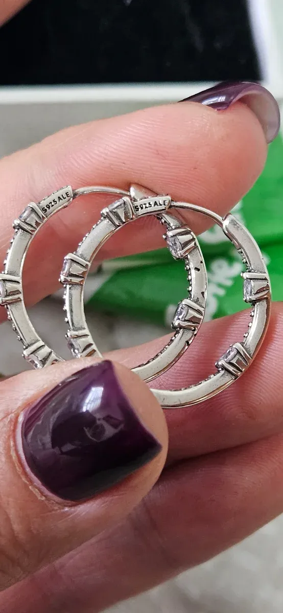 Pendientes Aro Pandora Brillantes Plata