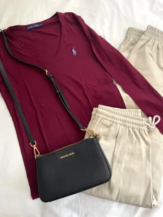 Camiseta Polo Ralph Lauren burdeos M manga larga