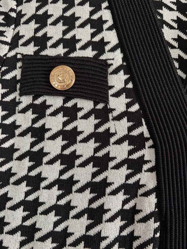 Vestido de punto estampado pata de gallo