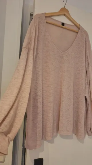 Camiseta rosa escote pico talla única