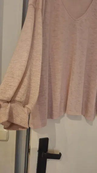 Camiseta rosa escote pico talla única