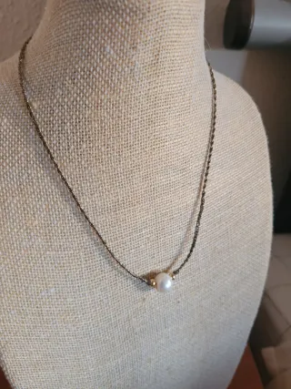 Gargantilla cordón trenza y perla de río