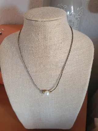 Gargantilla cordón trenza y perla de río