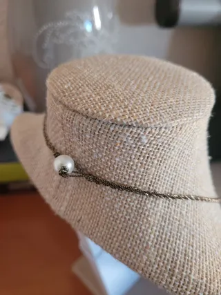 Gargantilla cordón trenza y perla de río