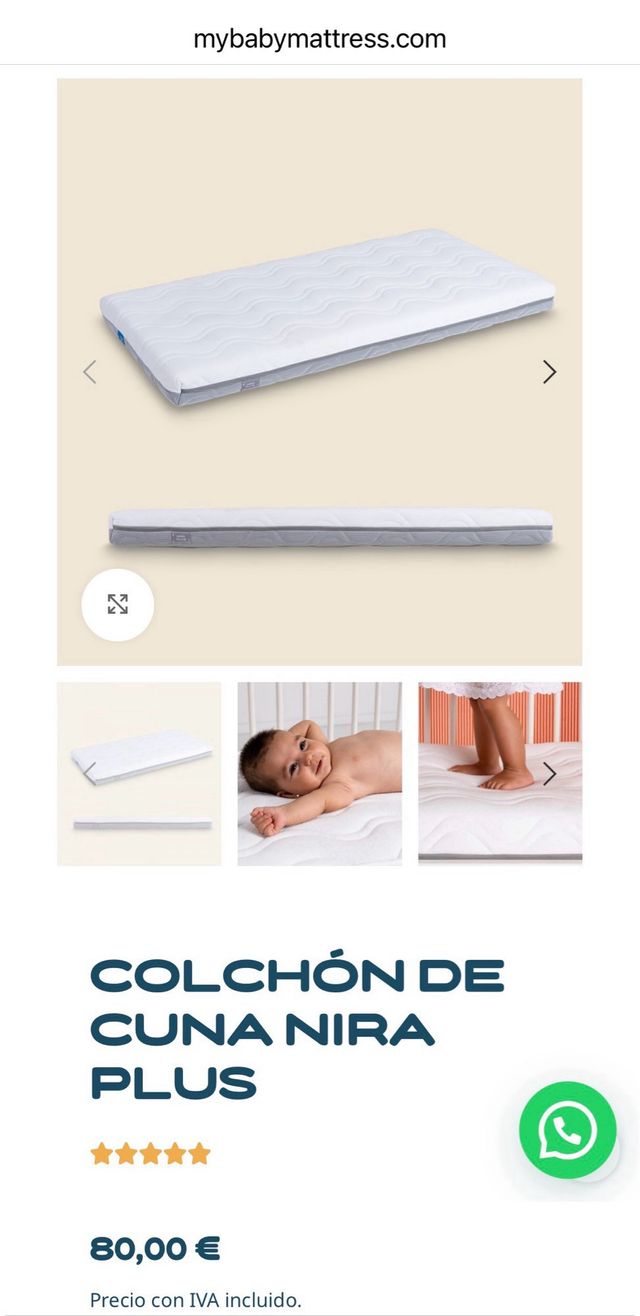 Cuna de madera maciza, con colchón nuevo y bueno