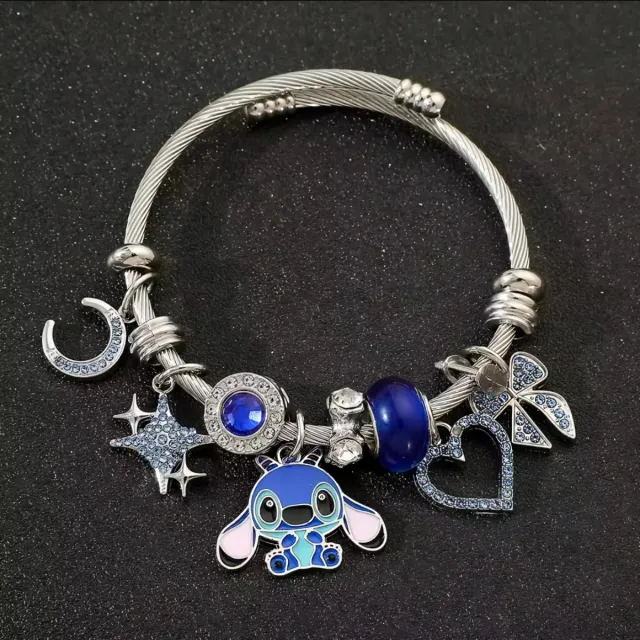 Braccialetto "Stitch & Friends" - Charm Azzurri