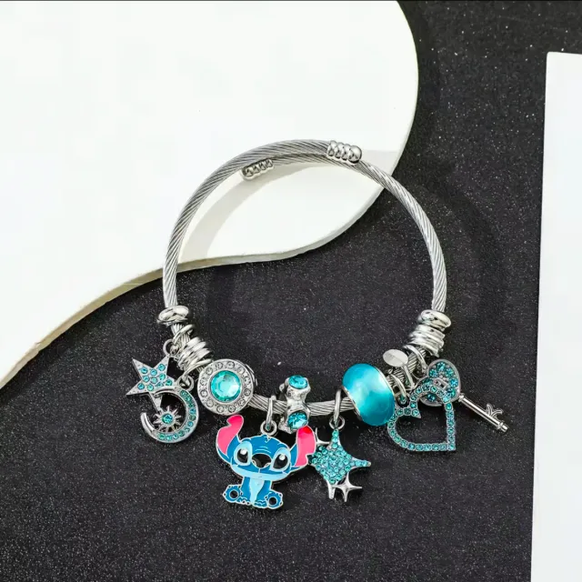 Braccialetto "Stitch & Friends" - Charm Azzurri