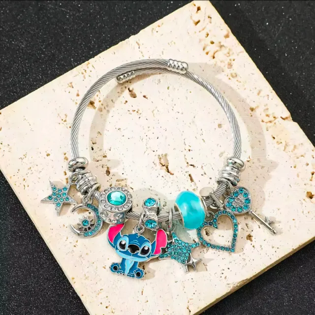 Braccialetto "Stitch & Friends" - Charm Azzurri