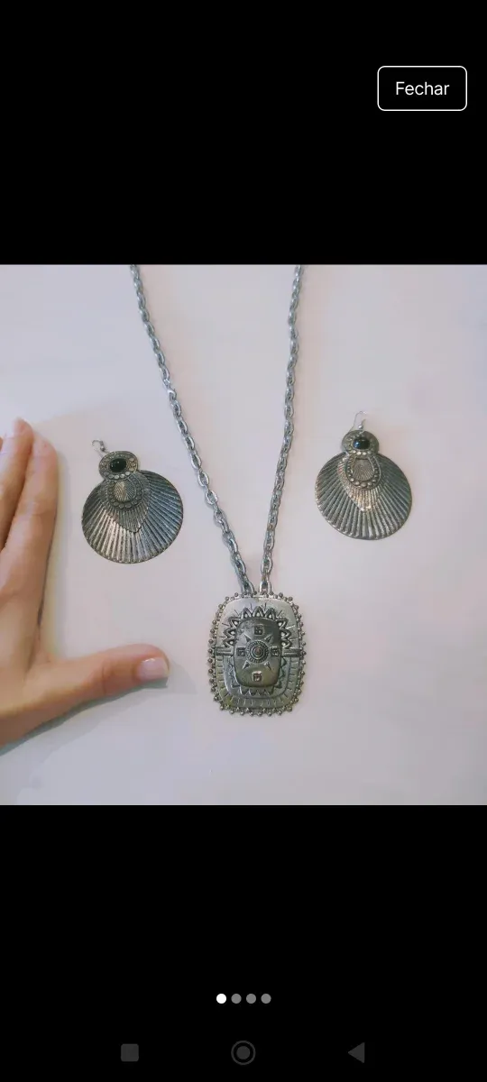 Conjunto Colar e Brincos Dourado/Prateado