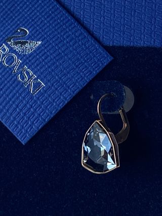 Pendientes piedra cristal negro y montada oro rosa