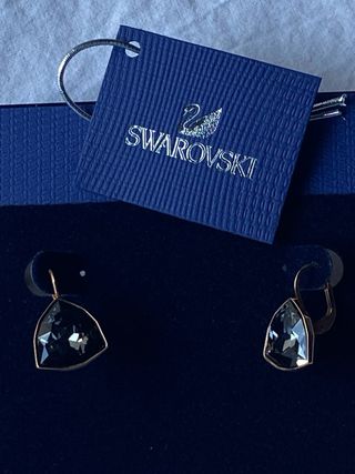 Pendientes piedra cristal negro y montada oro rosa