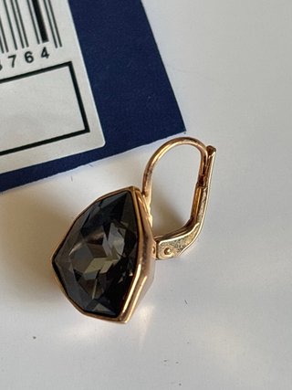 Pendientes piedra cristal negro y montada oro rosa