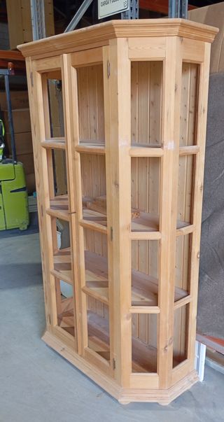 Vitrina rustica madera maciza de pino 2 puertas