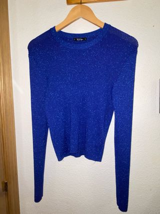 Blusa Lefties Brillante Manga Larga Azul y fucsia