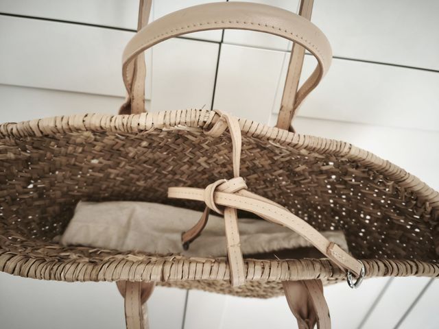 Bolso Mango Mimbre Cesta Beige