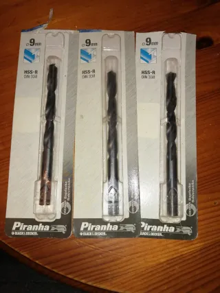 Brocas HSS-R Piranha 4 mm, 5mm y 9mm.