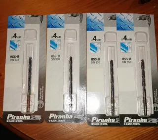 Brocas HSS-R Piranha 4 mm, 5mm y 9mm.