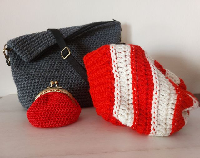 Bolso crochet mensajero gris nuevo