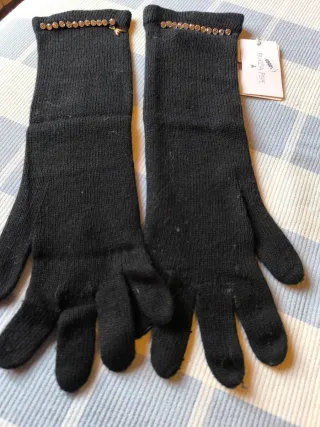 Guanti lunghi Patrizia Pepe neri con strass