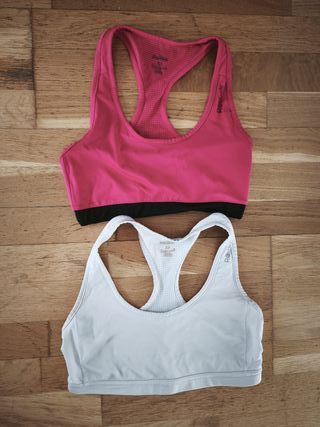 Reebok Tops Deportivos Blanco y Fucsia Talla S