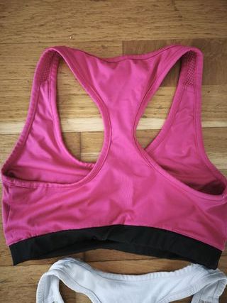 Reebok Tops Deportivos Blanco y Fucsia Talla S
