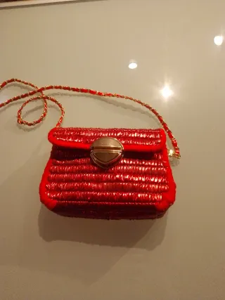 Borsetta fatta a mano lurex rossa
