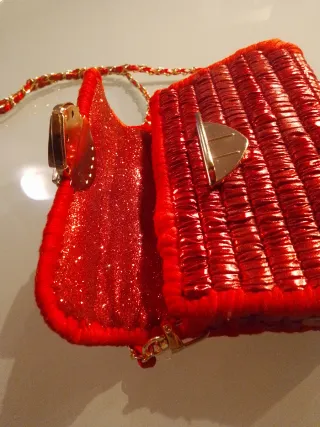 Borsetta fatta a mano lurex rossa