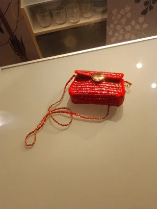 Borsetta fatta a mano lurex rossa