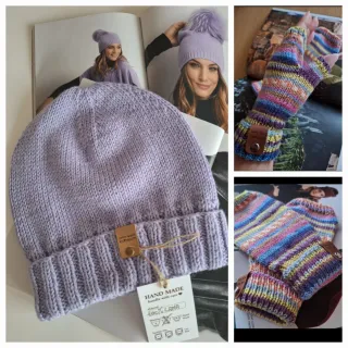 Berretto lana lilla fatto a mano