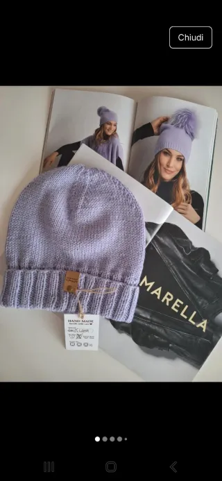 Berretto lana lilla fatto a mano