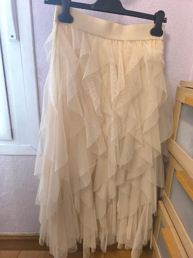 Falda Only volantes beige