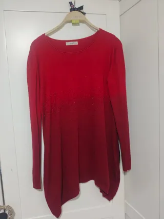 Jersey largo M&V rojo con pedrería