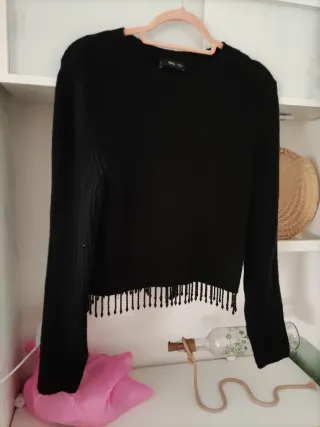 Jersey negro Mango con abalorios