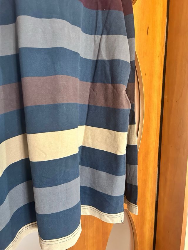 Polo manica lunga cotone XL righe blu marrone