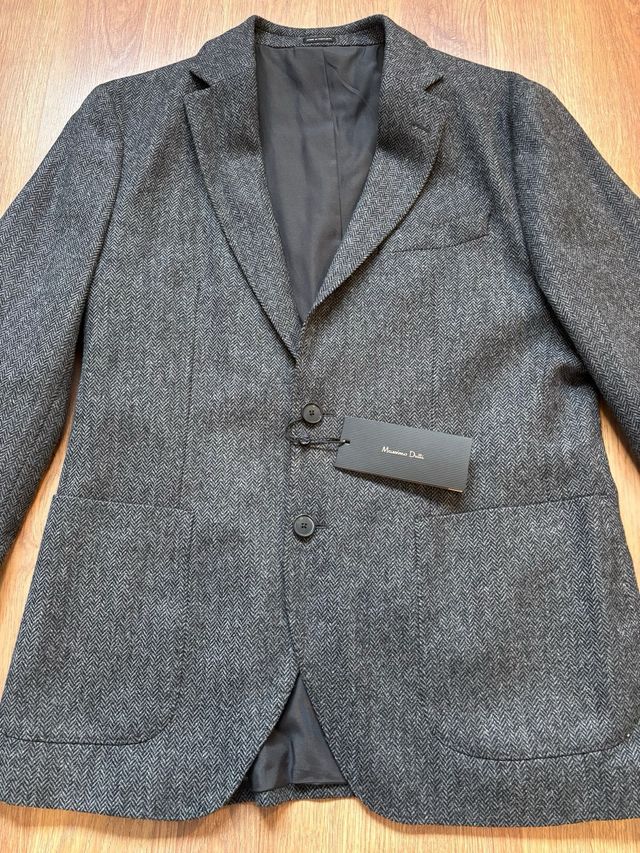 Americana Massimo Dutti espiga gris nueva