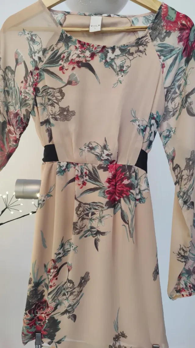 Vestido Vila Clothes floral beige talla S