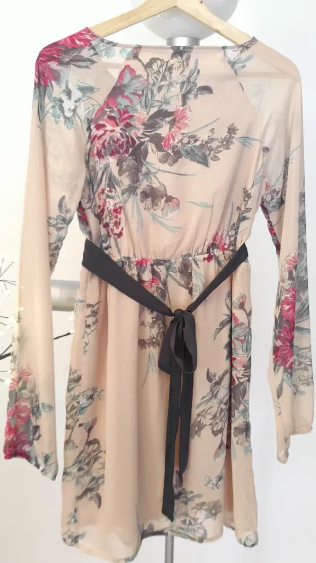 Vestido Vila Clothes floral beige talla S